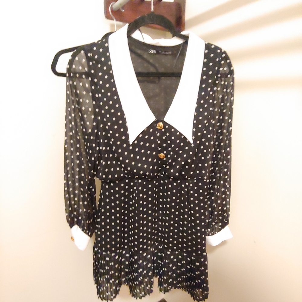 Zara Sexy School Girl Polka-dot Mini Dress, Size M
